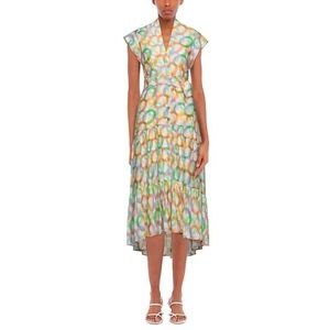 Sandro Printed Linen and Silk-blend Midi Dress - Size 38FR/6 US